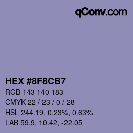 Farbcode: HEX #8F8CB7 | qconv.com