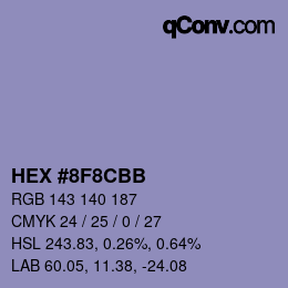 Color code: HEX #8F8CBB | qconv.com