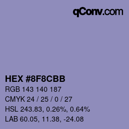 カラーコード: HEX #8F8CBB | qconv.com
