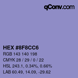 Color code: HEX #8F8CC6 | qconv.com
