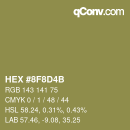 Color code: HEX #8F8D4B | qconv.com
