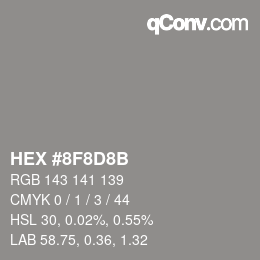 Color code: HEX #8F8D8B | qconv.com