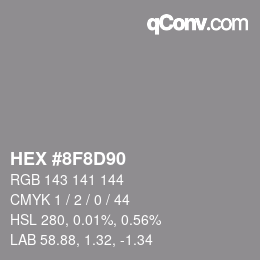 Farbcode: HEX #8F8D90 | qconv.com