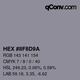 Color code: HEX #8F8D9A | qconv.com