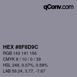 カラーコード: HEX #8F8D9C | qconv.com
