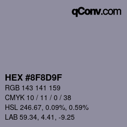 Color code: HEX #8F8D9F | qconv.com