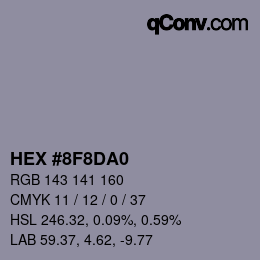 Color code: HEX #8F8DA0 | qconv.com