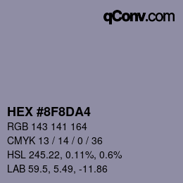 カラーコード: HEX #8F8DA4 | qconv.com