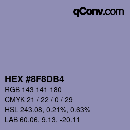 颜色代码: HEX #8F8DB4 | qconv.com