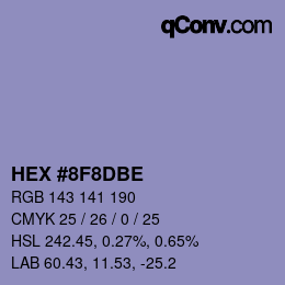 Color code: HEX #8F8DBE | qconv.com