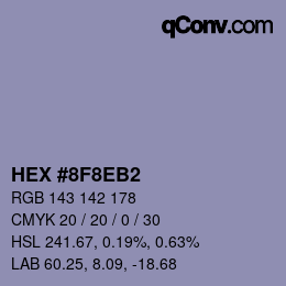 カラーコード: HEX #8F8EB2 | qconv.com