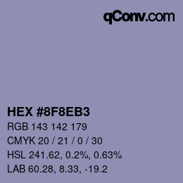 カラーコード: HEX #8F8EB3 | qconv.com