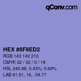 颜色代码: HEX #8F8ED2 | qconv.com
