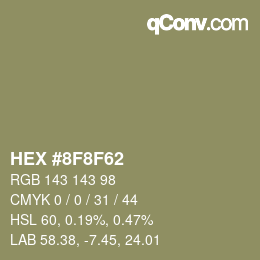 カラーコード: HEX #8F8F62 | qconv.com