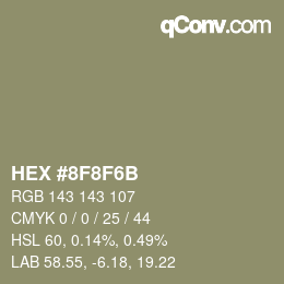 Color code: HEX #8F8F6B | qconv.com
