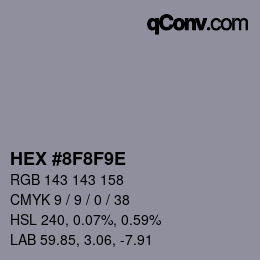 颜色代码: HEX #8F8F9E | qconv.com