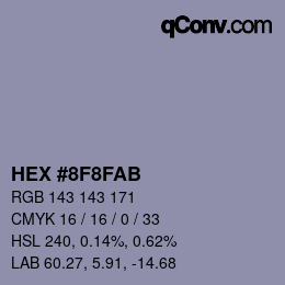 Color code: HEX #8F8FAB | qconv.com