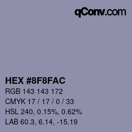 カラーコード: HEX #8F8FAC | qconv.com