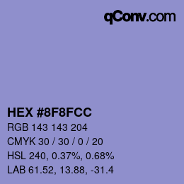 Color code: HEX #8F8FCC | qconv.com
