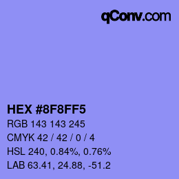 Color code: HEX #8F8FF5 | qconv.com
