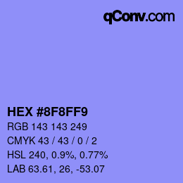 Color code: HEX #8F8FF9 | qconv.com