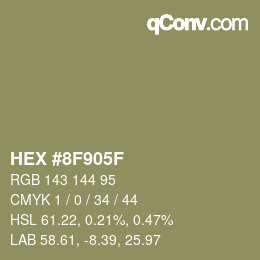 颜色代码: HEX #8F905F | qconv.com