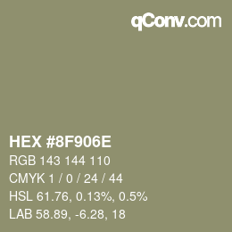 Color code: HEX #8F906E | qconv.com