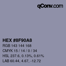 Color code: HEX #8F90A8 | qconv.com