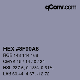 カラーコード: HEX #8F90A8 | qconv.com