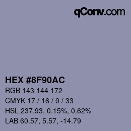 Color code: HEX #8F90AC | qconv.com