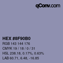 Color code: HEX #8F90B0 | qconv.com