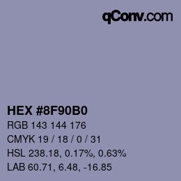 カラーコード: HEX #8F90B0 | qconv.com