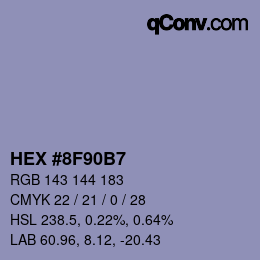カラーコード: HEX #8F90B7 | qconv.com