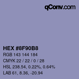 Color code: HEX #8F90B8 | qconv.com