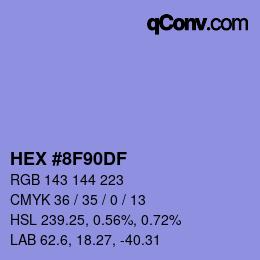 Color code: HEX #8F90DF | qconv.com