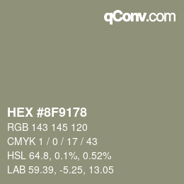 Farbcode: HEX #8F9178 | qconv.com