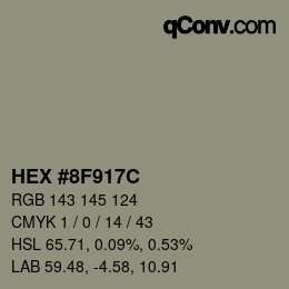 カラーコード: HEX #8F917C | qconv.com