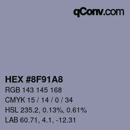 颜色代码: HEX #8F91A8 | qconv.com