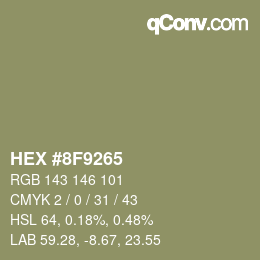 Code couleur: HEX #8F9265 | qconv.com