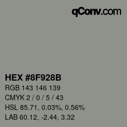 Color code: HEX #8F928B | qconv.com