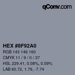 颜色代码: HEX #8F92A0 | qconv.com