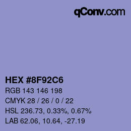 カラーコード: HEX #8F92C6 | qconv.com