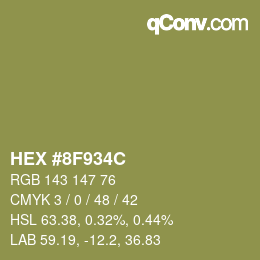Color code: HEX #8F934C | qconv.com