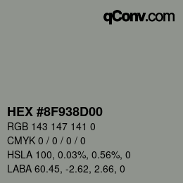 Farbcode: HEX #8F938D00 | qconv.com