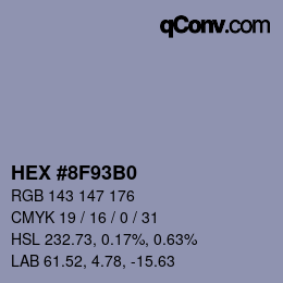 颜色代码: HEX #8F93B0 | qconv.com