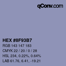 Color code: HEX #8F93B7 | qconv.com