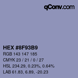 Color code: HEX #8F93B9 | qconv.com