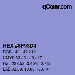 Color code: HEX #8F93D4 | qconv.com