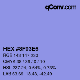 Color code: HEX #8F93E6 | qconv.com