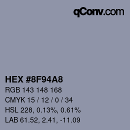 Color code: HEX #8F94A8 | qconv.com